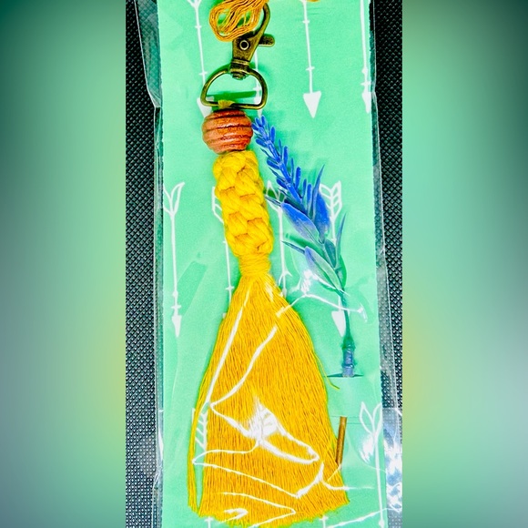 Mustard Yellow Macrame Keychains - Picture 2 of 3